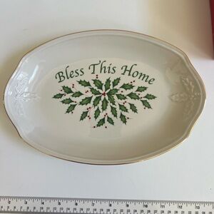 Lenox Holiday Ivory "Bless This Home” 11” Serving Tray.